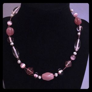 Pink glass beaded necklace by Lia Sophia